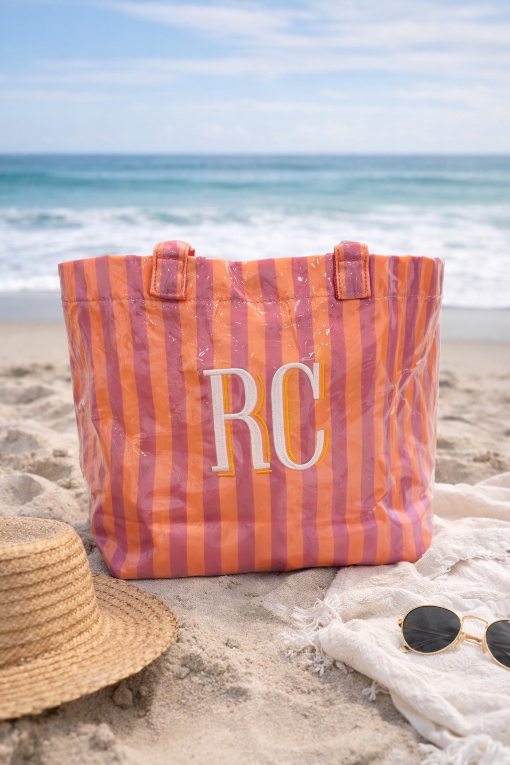 Vinyl stripe bag personalized