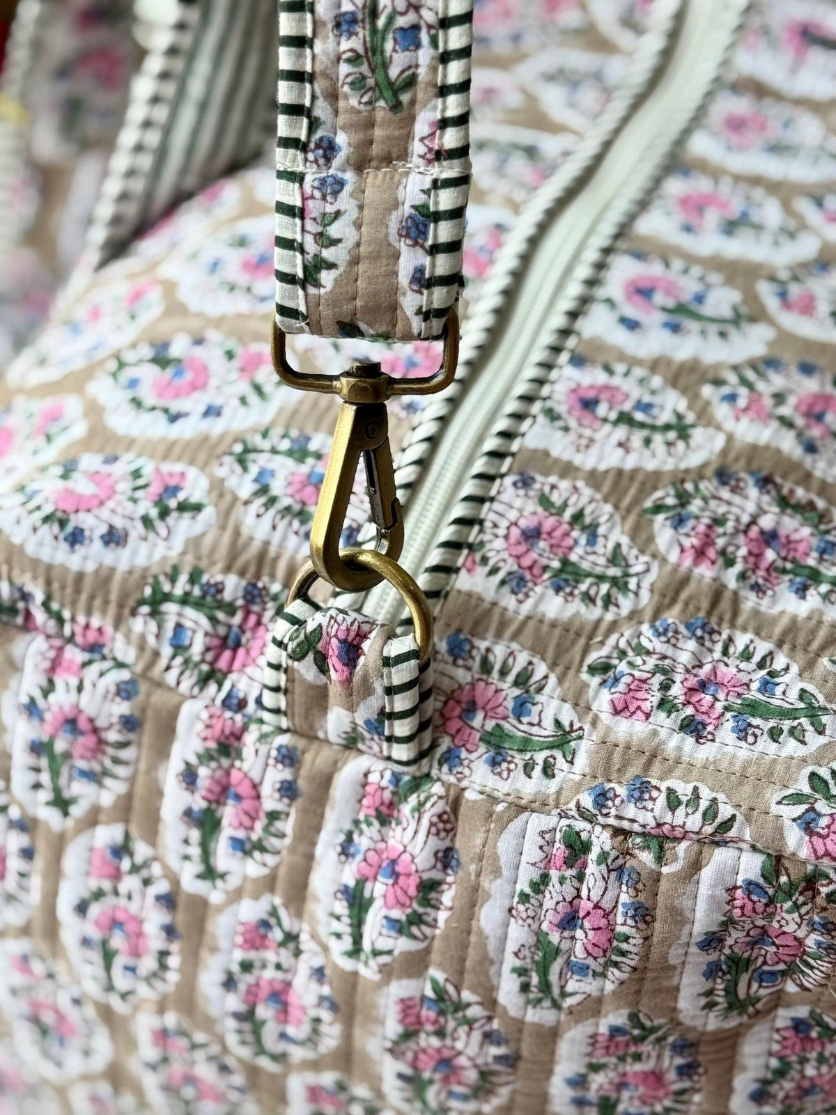 Personalized Floral Quilted Duffle Bag