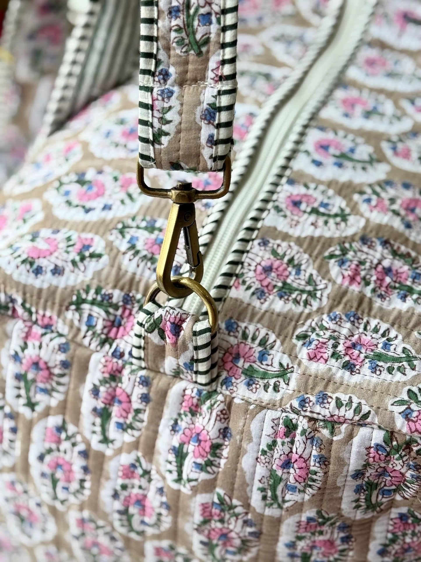 Floral Quilted Duffle Bag | Personalized Monogram Weekender Tote, Travel Carry On