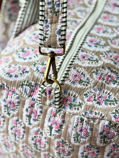 Floral Quilted Duffle Bag | Personalized Monogram Weekender Tote, Travel Carry On
