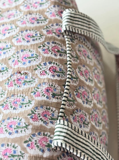 Floral Quilted Duffle Bag | Personalized Monogram Weekender Tote, Travel Carry On