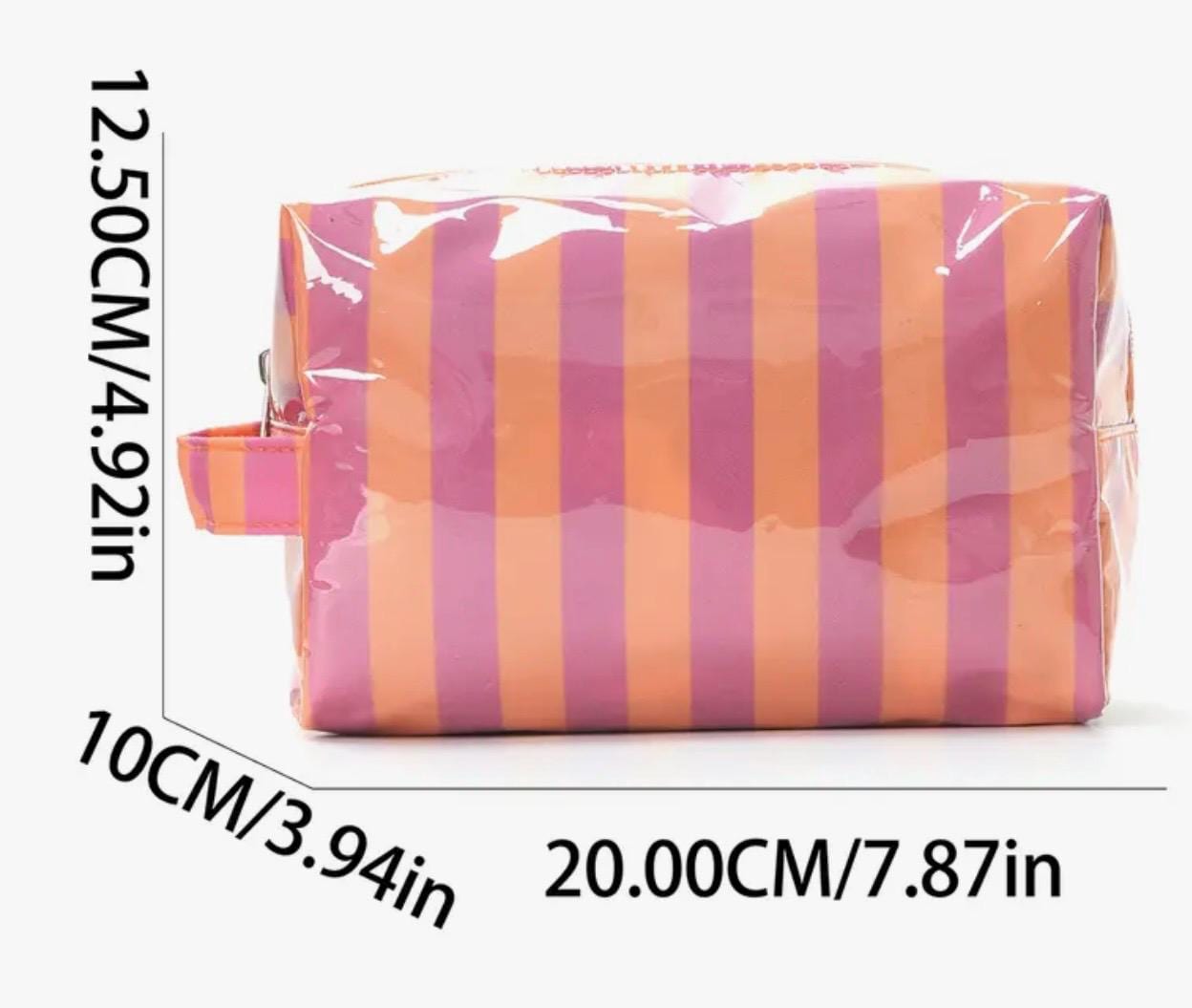 Personalized Striped Makeup Bag | Custom Embroidered Cosmetic Pouch | Travel Organizer
