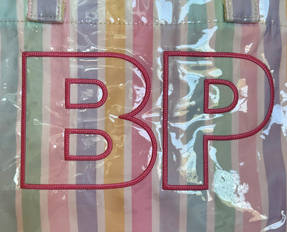 Personalized Pastel Stripe Tote Bag | Monogram Beach Bag, Wipeable Canvas