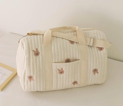 Personalized Quilted Duffle Bag Set | Custom Embroidered Weekender, Pouch, Tote
