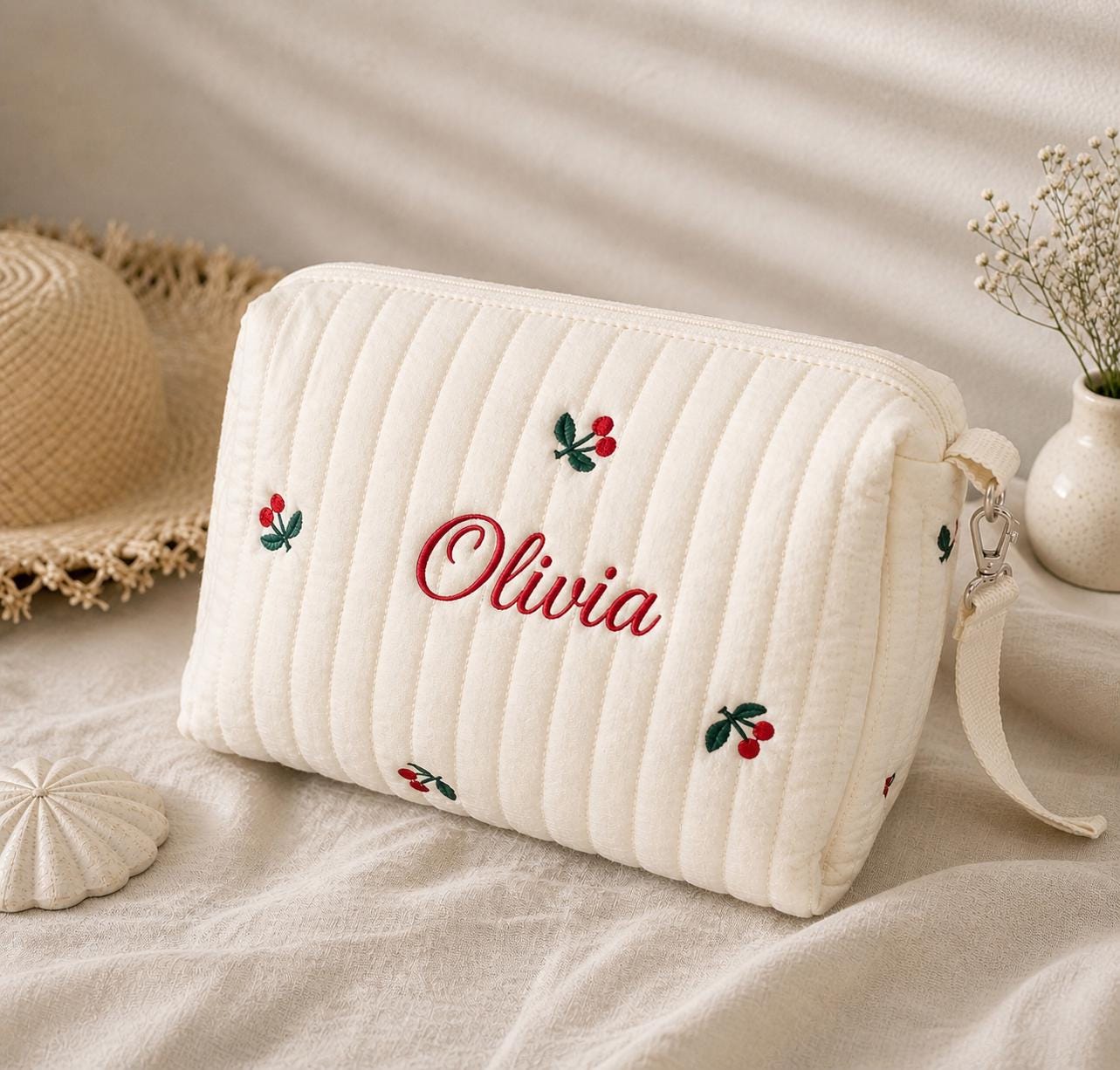 Personalized Quilted Duffle Bag Set | Custom Embroidered Weekender, Pouch, Tote