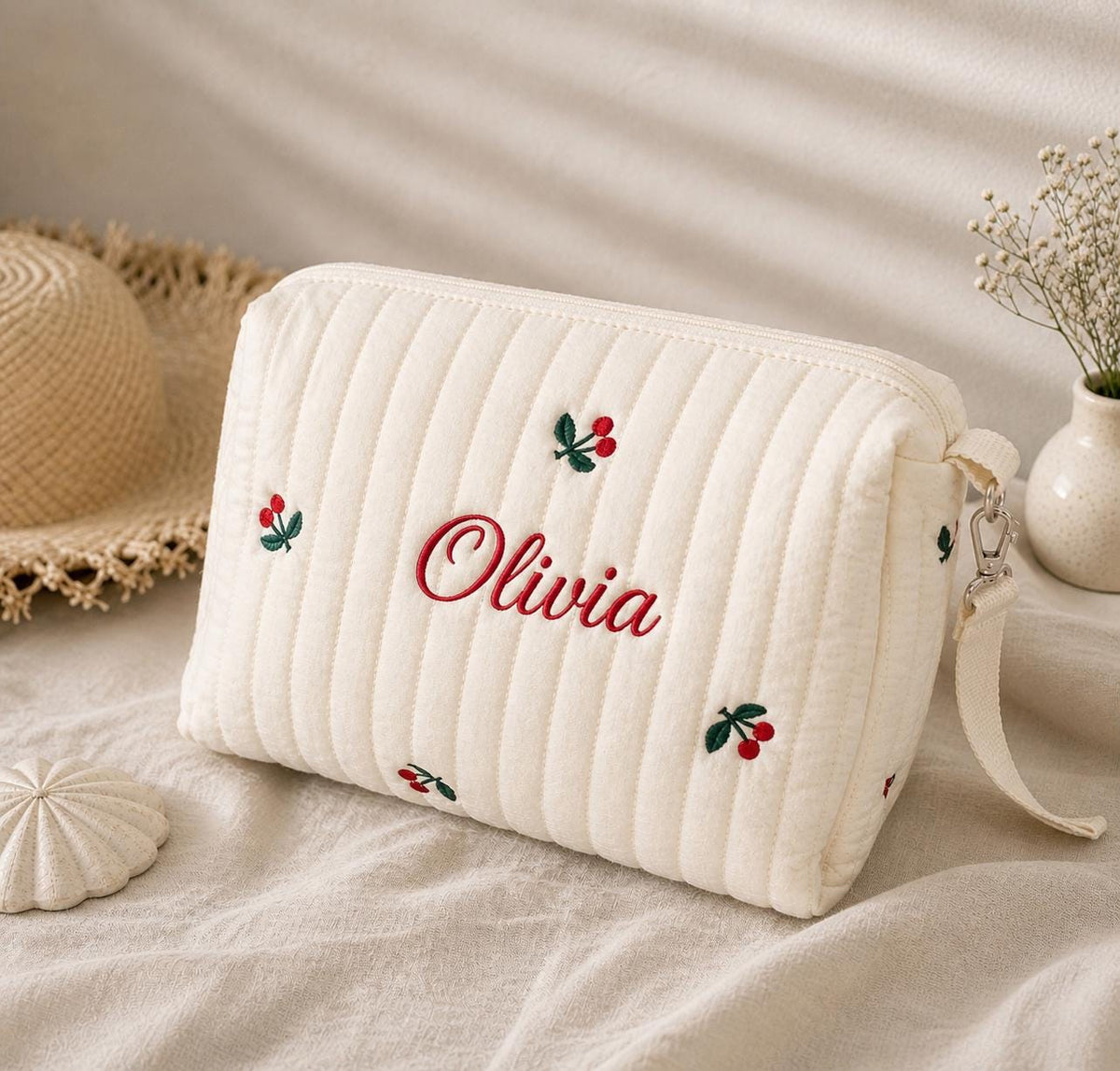 Personalized Quilted Duffle Bag Set | Custom Embroidered Weekender, Pouch, Tote