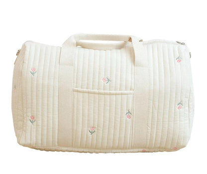 Personalized Quilted Duffle Bag Set | Custom Embroidered Weekender, Pouch, Tote