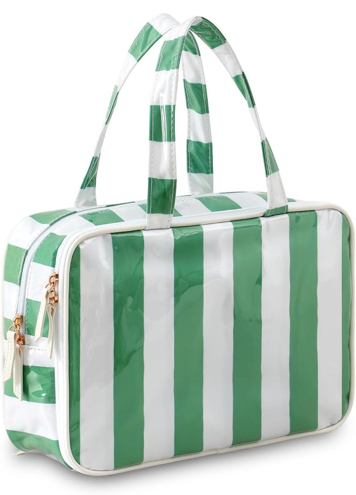 Personalized Striped Vinyl Cosmetic Bag & Travel Organizer