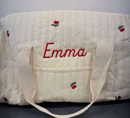 Personalized Quilted Duffle Bag Set | Custom Embroidered Weekender, Pouch, Tote