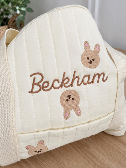 Personalized Quilted Duffle Bag Set | Custom Embroidered Weekender, Pouch, Tote
