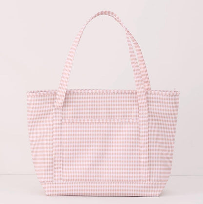 Personalized Gingham Tote Bag and Pouch Set, Embroidered Monogram Bag, Bridesmaid Gift