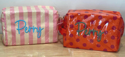 Personalized Striped Makeup Bag | Custom Embroidered Cosmetic Pouch | Travel Organizer