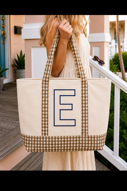 Personalized Canvas Tote Bag | Monogrammed Everyday Carryall | Leopard Strap Detail