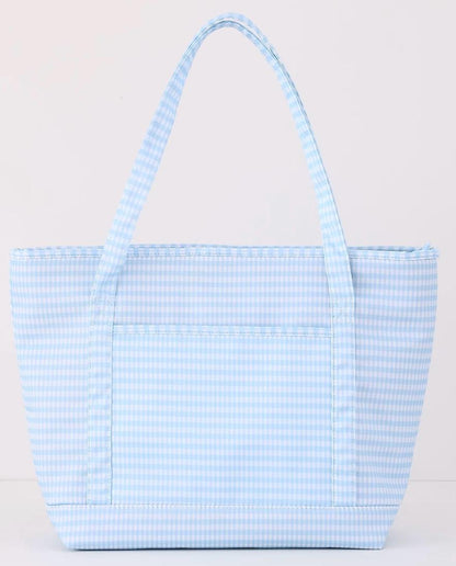 Personalized Gingham Tote Bag and Pouch Set, Embroidered Monogram Bag, Bridesmaid Gift