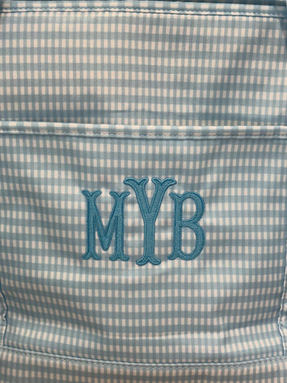 Personalized Gingham Tote Bag and Pouch Set, Embroidered Monogram Bag, Bridesmaid Gift
