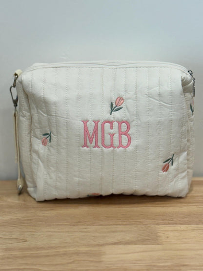 Personalized Quilted Duffle Bag Set | Custom Embroidered Weekender, Pouch, Tote