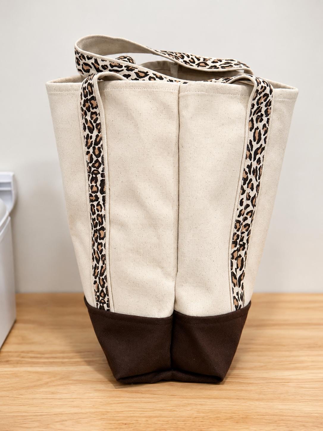 Personalized Canvas Tote Bag | Monogrammed Everyday Carryall | Leopard Strap Detail